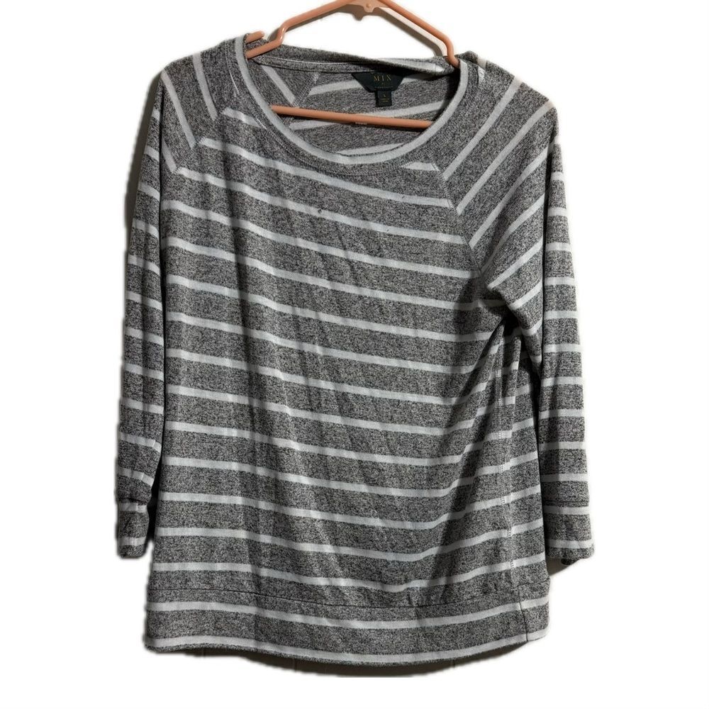 MTX gray striped long sleeve top‎